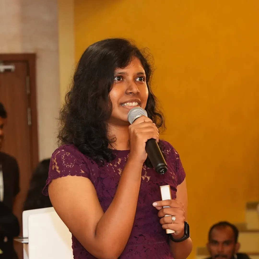 Bhavani, smiling